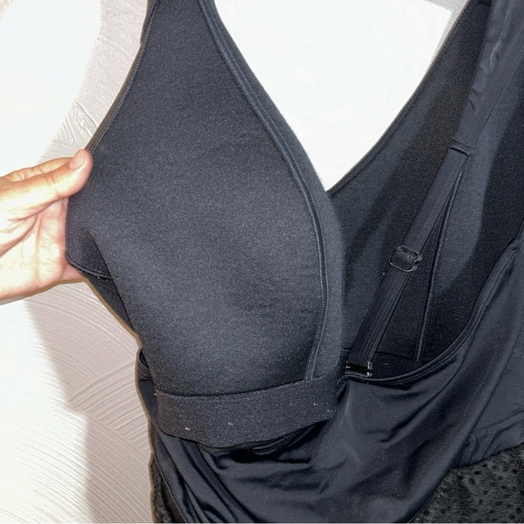 SWIM BY CACIQUE Size 28 Black Crochet NO-WIRE One-Piece Swim Dress Swimsuit - Picture 10 of 10